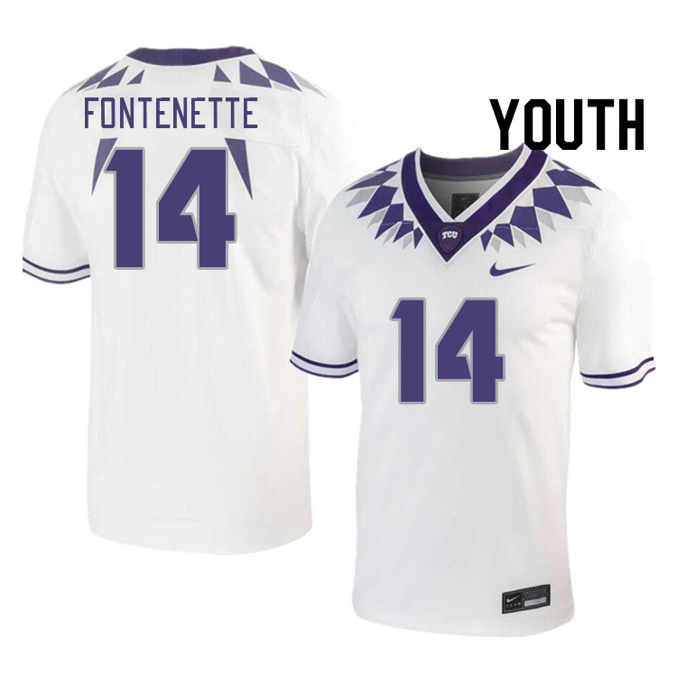 Youth #14 Randon Fontenette TCU Horned Frogs 2023 College Footbal Jerseys Stitched-White